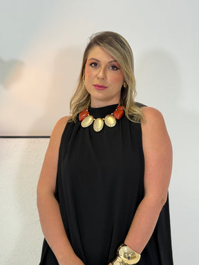 Vestido Aurora Preto - Midi com balanço perfeito e fluidez natural