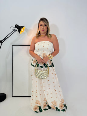 Vestido Longo Flora em Crepe de Seda - O Romance e a Leveza que Você Merece