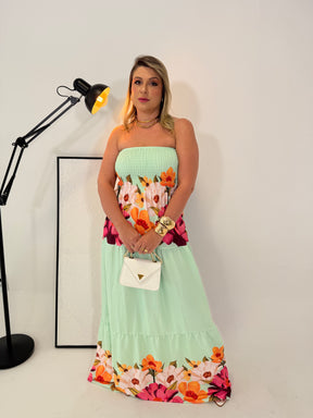 Vestido Longo Flora em Crepe de Seda - O Romance e a Leveza que Você Merece