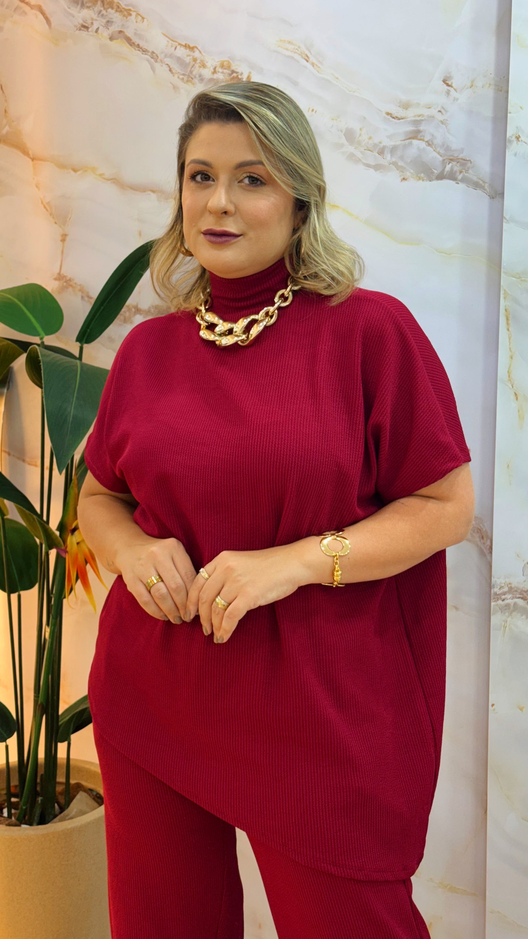 Conjunto Paloma em Malha Creponada