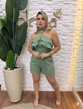 Macaquinho Marrant Elegance – Babado Metal Chic