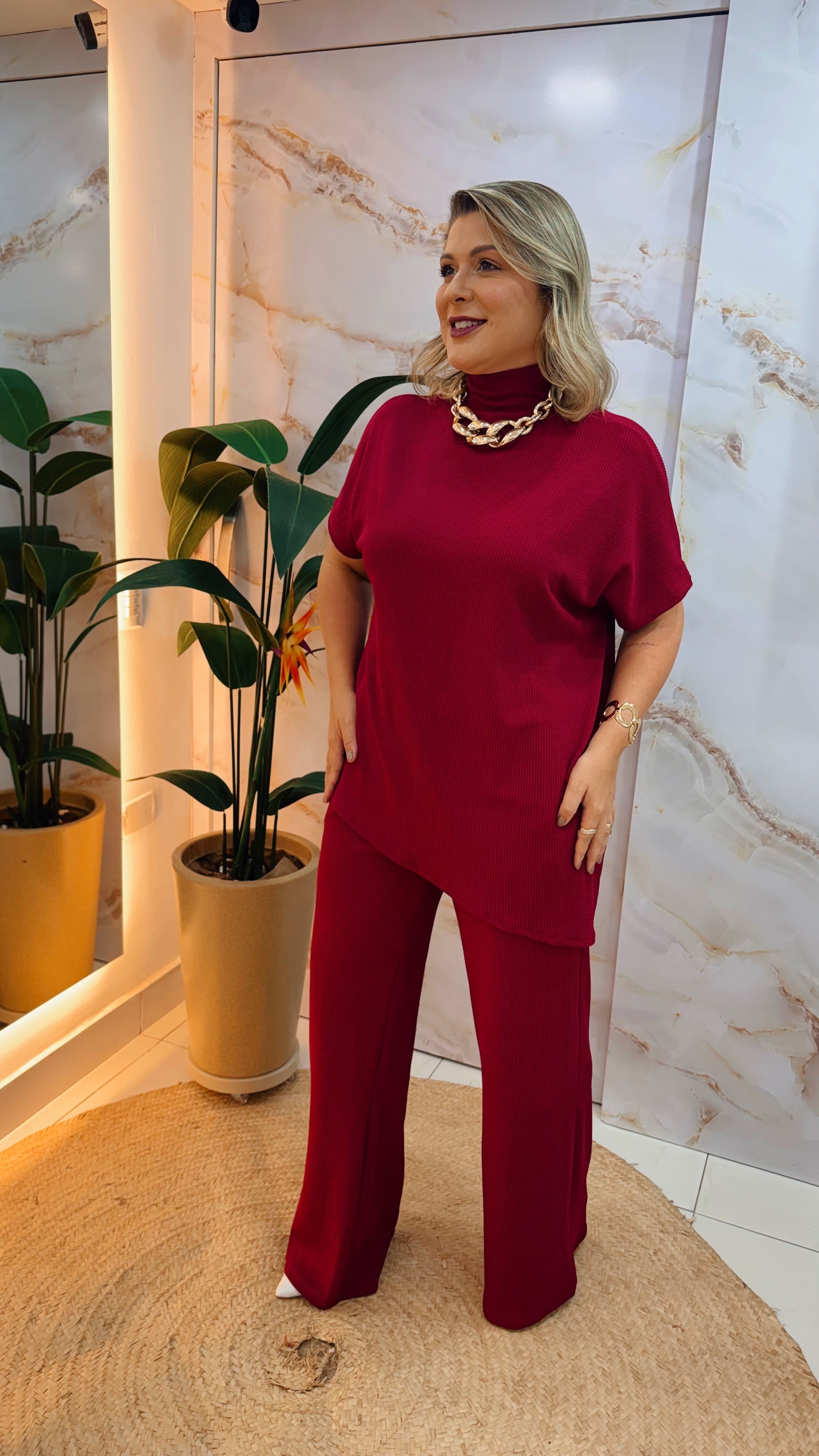 Conjunto Paloma em Malha Creponada