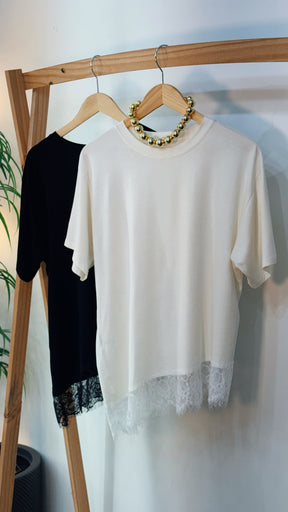 Blusa tendência-Detalhe em Renda Guipir