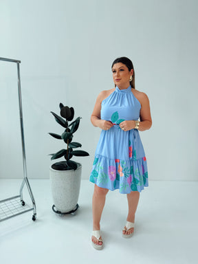 Vestido MIDI Laís Azul – Leveza, Feminilidade e Elegância Natural